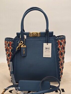💥NWT💥Coach 1941 Glovetanned Leather Troupe Tote With Weaving, Lake Multi